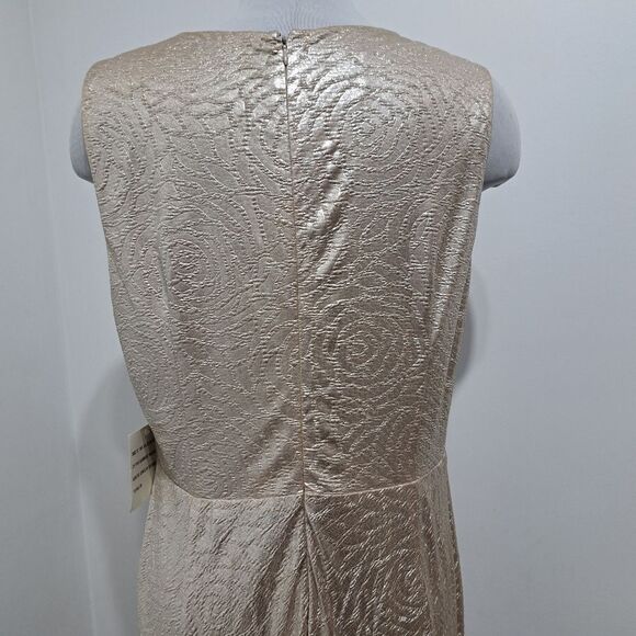 Anne Klien Floral Print Maxi Dress Pale Gold S 12 NWT - Picture 12 of 15